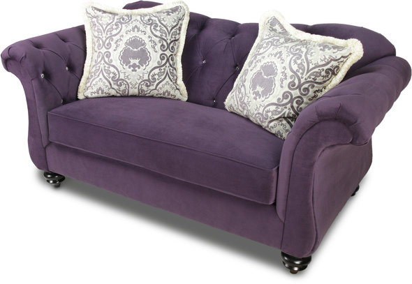 Furniture of America Sofas and Loveseat Purple Traditional 