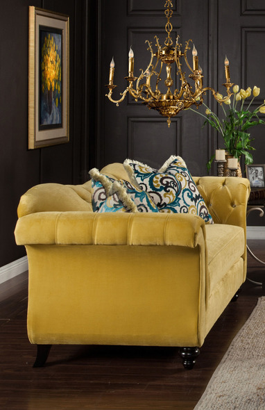 Furniture of America Sofas and Loveseat Royal Yellow Traditional 