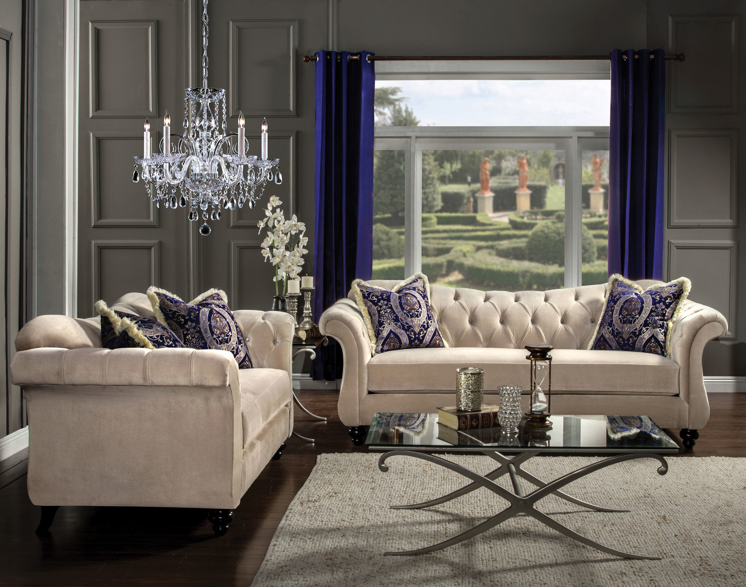 Furniture of America Sofas and Loveseat Light Mocha Traditional 