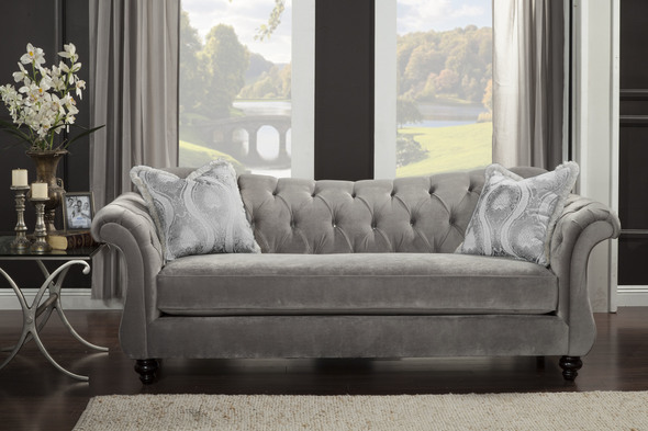 Furniture of America Sofas and Loveseat Dolphin Gray Traditional 