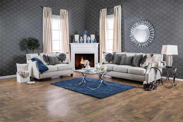 Furniture of America Sofas and Loveseat Beige Contemporary 