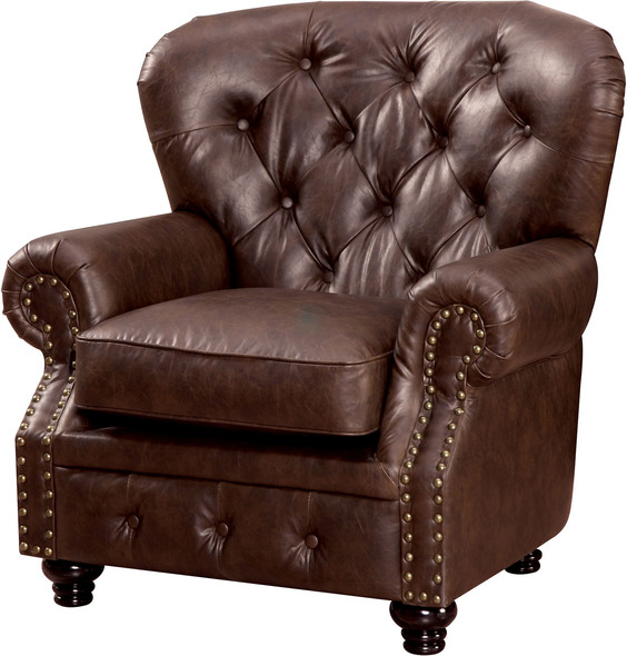 Furniture of America Chairs Brown Leatherette Traditional 
